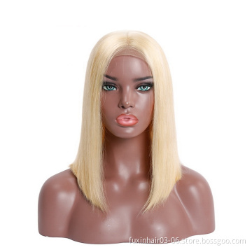 100% peruvian medium straight 8 inch full lace blonde 613 bob wigs human hair